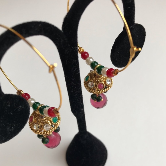 Bollywood hoop earrings _ handmade - Picture 4 of 8